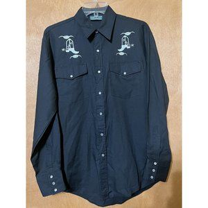 Milano Bay Men's Western Cowboy Embroidered Long Sleeve Button Down Shirt 15 33